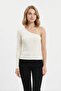 Women's One-Shoulder Ribbed Camisole Fabric Long Sleeve Casual Relaxed Fit Blouse