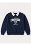 Girls Collared "Cambridge" Text Print Pullover - 2