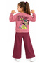 Girl's Garden Grow Written Front and Back Patterned Dusty Rose Color Tracksuit Set - 2