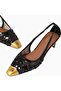 Regent 55 Low Open Court Mules, Glitter Black Mesh and Antique Brass - 2