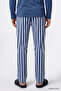 Men's Indigo 2-Piece 100% Cotton Soft Textured Striped Pajama Set with Side Pockets - 6