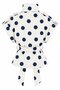 Ecru Navy Blue Epaulettes Polka Dot Belted Vest - 504364 - 2