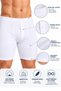 Men's Buttoned Long Leg Boxer Briefs 2-Pack 95% Cotton 5% Elastane Lycra Flexible White S-M-L - 6