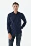 Navy Blue Comfort Fit Button down Collar Patterned Shirt - 2
