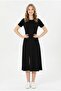 Women's Crew Neck Short Sleeve Front Slit Stylish Casual Dress - 3