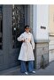 Long Half-Cape Buttoned Belted Trench Coat - 8