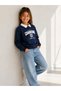 Girls Collared "Cambridge" Text Print Pullover - 4