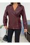 Oversize Women's Long Biker Leather Jacket with Hidden Pockets - 2