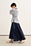 Women's Organic Cotton Drawstring Lace-Up Blouse Navy Blue Plaid - 2