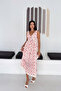 Skirt with Lace Detail Long Crisp Pattern Dress Red - 2