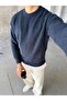 Soft Textured Boucle Sweater Navy Blue - 4