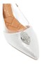 Vinyl Slingback Heeled Shoes - Silver Color - 4