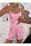 Night Women's Pink Thin Strap Shorts Pajama Set 5271 - 2