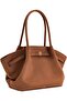 Brown Faux Suede Medium Size Hana Tote Bag with Gold Hardware