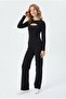 Women's Chest-Cut Long Sleeve Crop Top and Spanish Flare Pants Two-Piece Set - 3