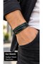 Pervasto Firline Dark Green Leather Men's Bracelet - Five-Row Flat Wrap Band