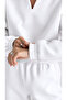 Women's High Collar V-Neck Oversized Sweatshirt and Elastic Cuffed Sweatpants 2-Piece Set - 3