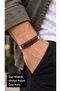 Peleron Russetcross Brown Leather Men's Bracelet - Orange Double Braid