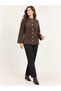 Asez Boutique Women's Navy Blue Bearded Knitwear Cardigan with Gold Buttons Long Sleeve 9024 - 4