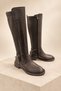 Women's Genuine Leather Riding Boots with Buckle Detail - 3