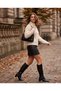 Button Detailed Asymmetrical Collar Ribbed Knit Sweater - 3