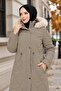 Baklava Pattern Full Length Nova Quilted Plus Size Coat Mink Hnt2802 - 4