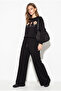 Women's Black Beaded and Sequined Appliqué Oversize Sweatpants Modal Set 2265 60286491 - 2