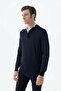 Navy Blue Slim Fit Wool Zippered Knitwear - 4