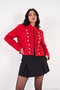 Cotton Judge Collar Napoleon Style Striped Cashmere Textured Jacket Women's Jacket 6811428 - 4