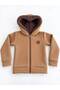 Boy's Hooded Plush Quilted Zippered Trendy Basic Cardigan - 2