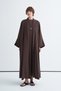 Women's Modal Sleeve Detailed Dress Abaya Set Brown