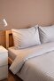 Elite Gray Striped Satin Double Duvet Cover Set - 4 Pieces - 6