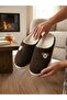 Women's Brown Cute Dog Embroidered Plush Velvet House Slippers Non-Slip Silent - 3