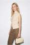 Women's Ecru Soft Textured Pat Detailed Stand Collar Buttoned Blouse Th261018 60286490 - 2