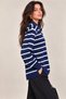 Sequin Detailed Striped Polo Collar Knit Sweater - 4