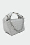 Yoges Women's Handbag with Chain Detail - Silver - 2
