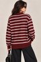 Sequin Detailed Striped Polo Collar Knit Sweater - 4