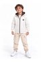 Boy's Hooded Plush Quilted Zippered Trendy Basic Cardigan
