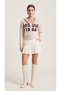 Women's Cream Knitted Hooded Cardigan with Front Lettering and Zipper - 2