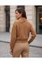 Button Detailed Asymmetrical Collar Ribbed Knit Sweater - 5