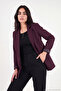 Standard Fit Mono Collar Patterned Lining Detailed Blazer Jacket Women's Jacket 6524003 - 4