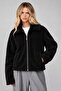 Women's Oversize Plush Coat with Zipper Pockets, Soft Textured Teddy Jacket