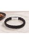 Dravino Blackweave Black Leather Men's Bracelet - Widely Braided Throughout - 3