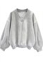 Gray Unisex V-Neck Oversize Molded Fabric Sports Sweatshirt Hzlvdüz01Ssweat