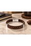 Salderno Umberlace Brown Leather Men's Bracelet - Stitched Band and Braided Strip - 2