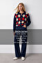 Women's Navy Blue Diamond Pattern Buttoned Cardigan Alc-X15880 - 2