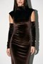 Brown Dress with Collar Accessories and Sleeve Detail - 3