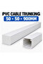PVC Cable Trunking 50x50x900mm with Cover, Electrical Wire Duct Plastic Cable Raceway, Cable Organizer for Home, Office & Workshop Wiring