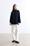 Dark Blue Removable Hooded Trench Coat - 2