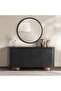 Plugari Sideboard With Mirror 4 Door Veneer - Black & Brown - 2